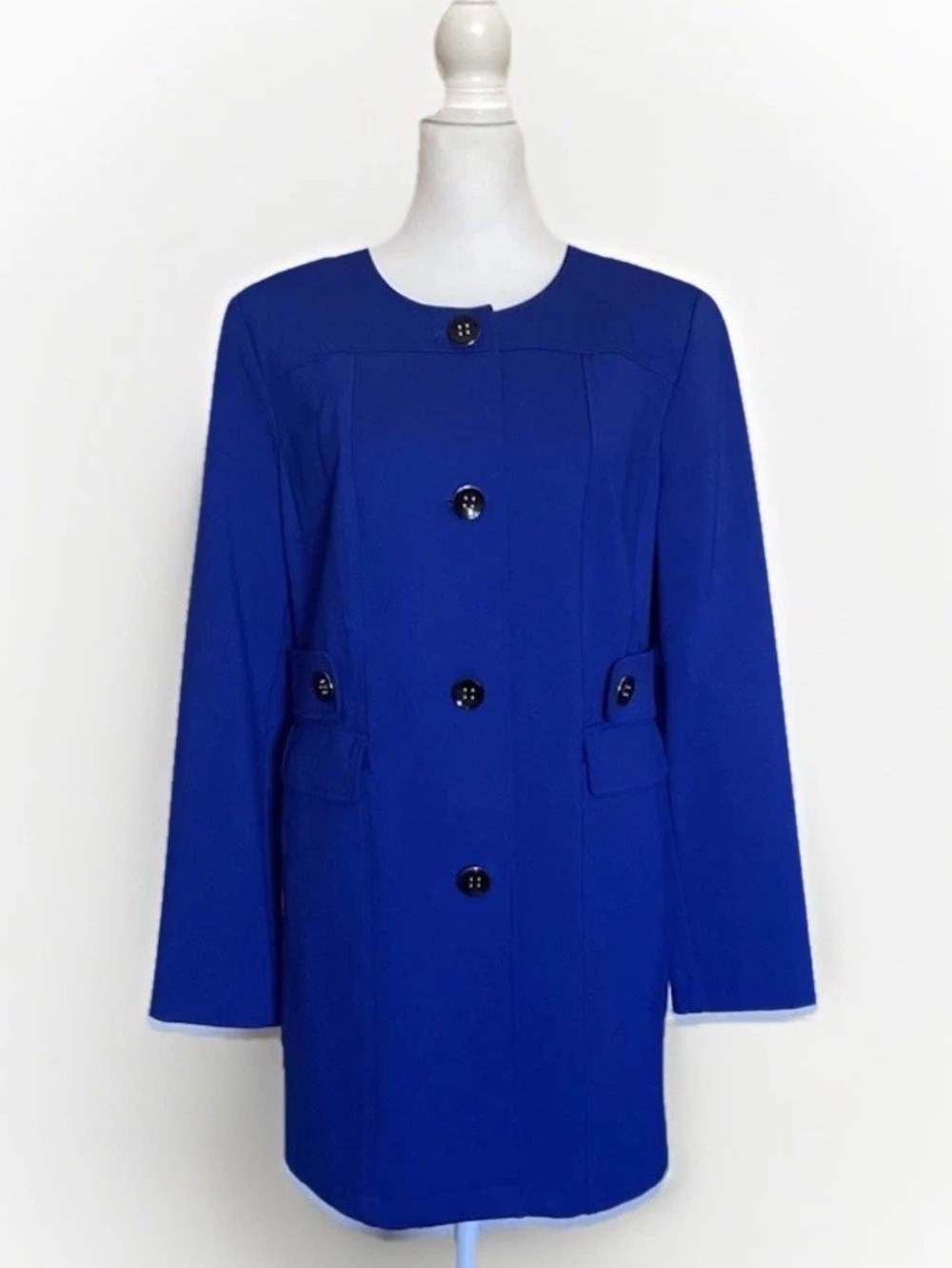 Chico's Women's Sz M (1) Ponte Button Jacket Sapphire Blue